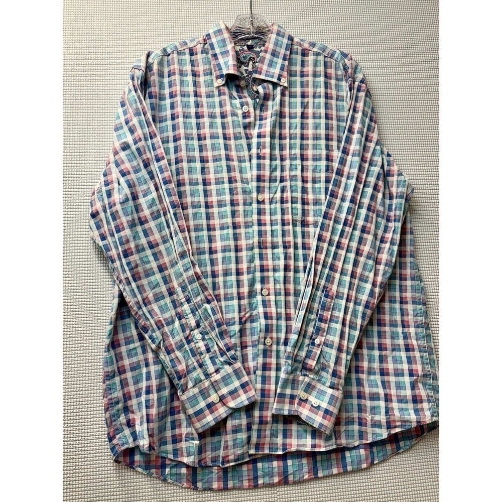 Alan Flusser Men's Long Sleeve Dress Shirt Button Front, Paisley, Size Large